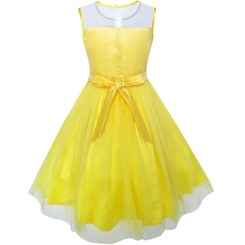 Girls Dress Yellow Dimensional Flower Bridesmaid Wedding 2020 Summer Princess Party Dresses Size 5-12 Carnival Vestidos | Детская одежда
