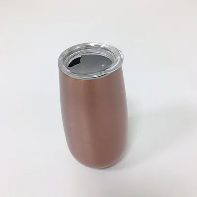 6oz-Rose Gold Пивные чашки 12 унций/6 унций, стакан для вина, кружка, бокалы для вина, вакуумный термос, чашка в форме яйца, 304 нержавеющая сталь, подарок для подружки невесты - Цвет: 6oz-Rose Gold
