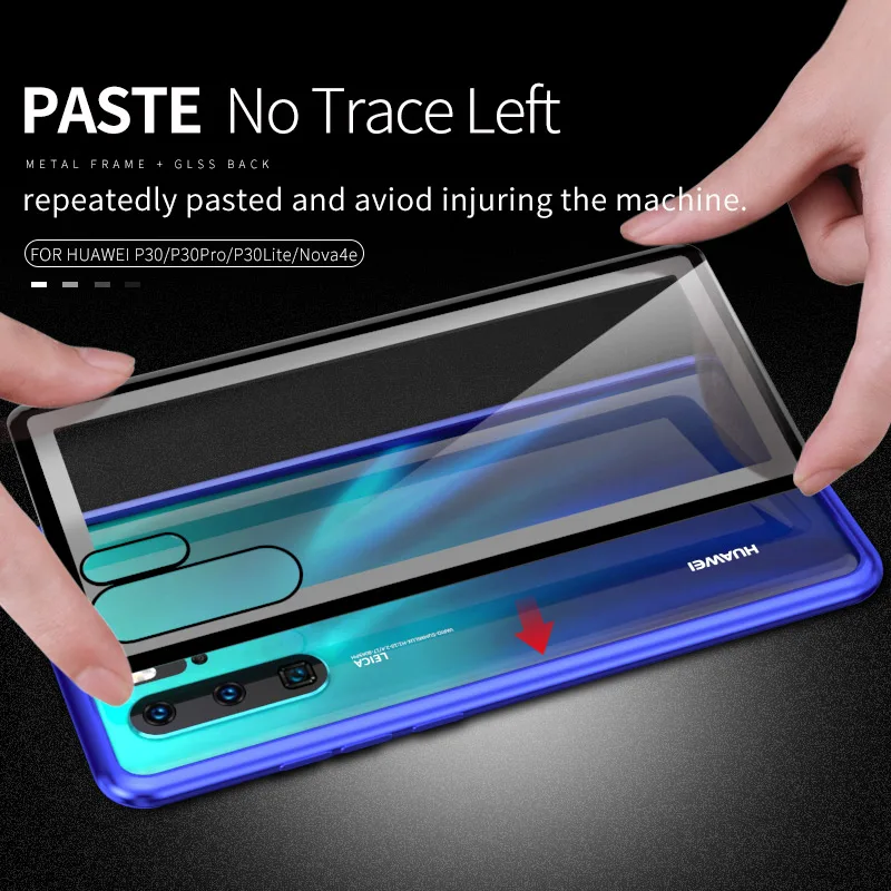 Luxury Metal Bumper Case for Huawei P30 Pro Aluminum Frame Tempered Glass Back Cover For Lite | Мобильные телефоны и