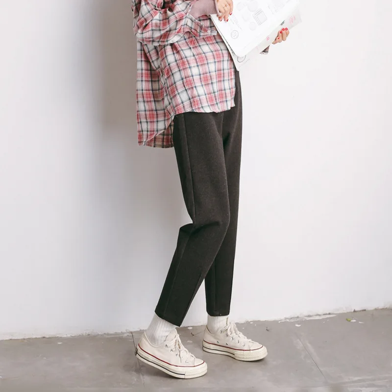 Повседневные длинные брюки Pantalon Femme корейская весенне-осенняя одежда свободные винтажные Талия на резинке Женские шаровары QH217 - Цвет: Серый