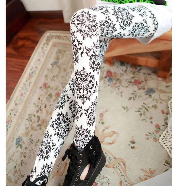 S1572 White flowers CHSDCSI Новые повседневные женские брюки прекрасные женские Мультяшные животные Мультяшные красивые леггинсы с принтом головы - Цвет: S1572 White flowers