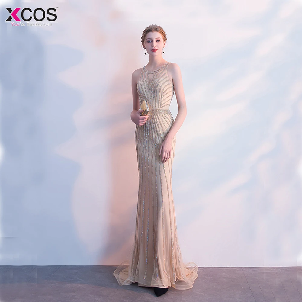 Роскошные бокал для шампанского золотые стразы вечерние платья из тюля русалки