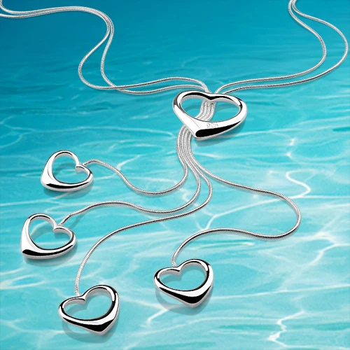 Подвеска в виде сердца длинное ожерелье женская модная цепочка из стерлингового