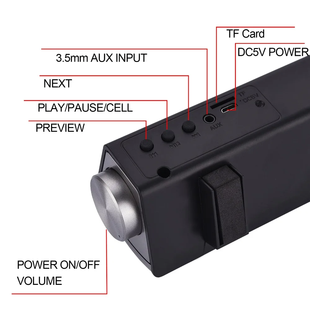 XGODY IP08 беспроводной Bluetooth Саундбар Встроенный микрофон Портативный динамик Поддержка Hands free супер бас стерео динамик s для телевизора