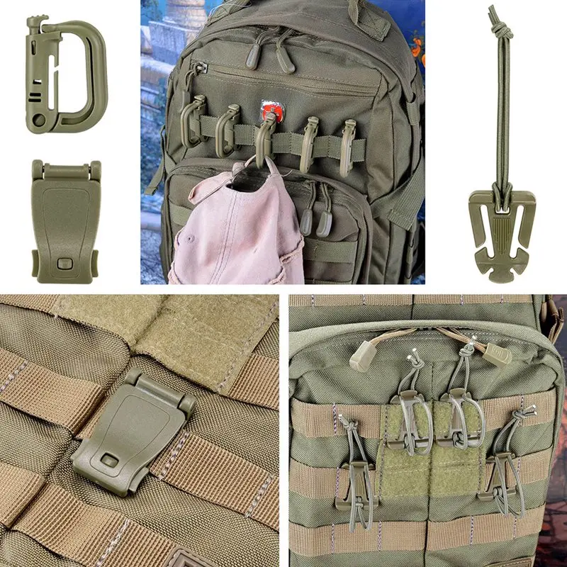13 шт. Тактический зажим пряжка для ремня d-кольцо для Molle рюкзак лямки вложения