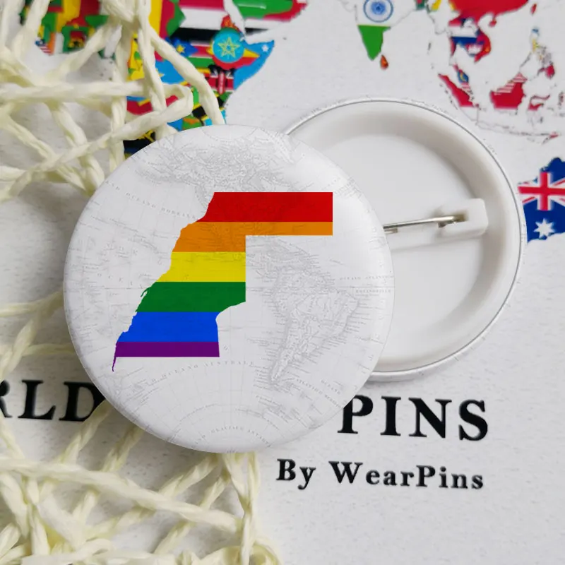 Западная Сахара флаг карта олова Кнопка булавки ЛГБТ гей радуга фестиваль Прайд