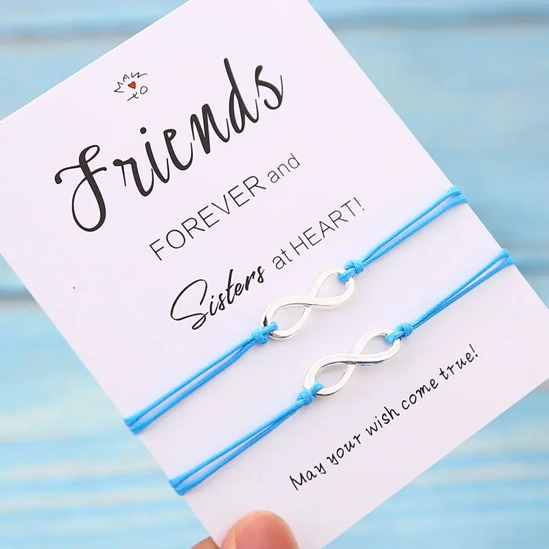 Blue Браслет дружбы для влюбленных Бесконечность BFF подарок сделать браслет желаний женщин мужчин Красная Нить пара браслетов ювелирные изделия подарок - Окраска металла: Blue