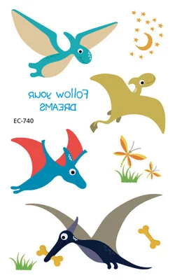 Tattoo Sticker EC740 28 стилей, 1 шт., одноразовые тату-Стикеры, динозавры, вечерние, декоративные, для малышей, динозавры, для дня рождения, для вечеринок, временные, вечерние, для динозавров, Q - Цвет: Tattoo Sticker EC740