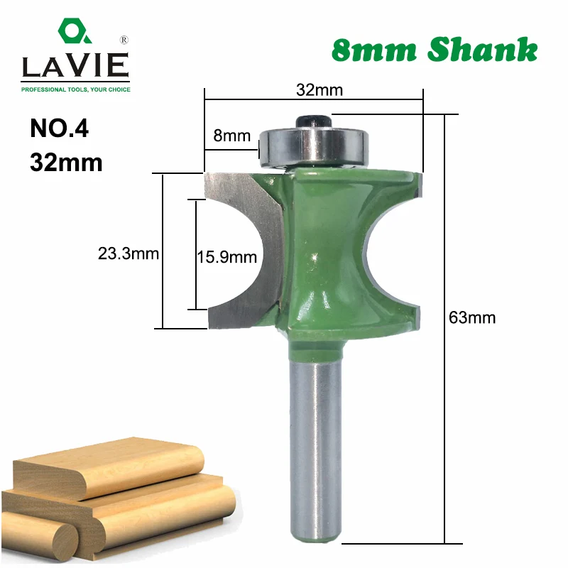 LA VIE 1 шт. 8 мм хвостовик Bullnose полукруглый Бит Endmill фрезы дерево 2 Флейта подшипник, Деревообрабатывающий инструмент Фрезы MC02047