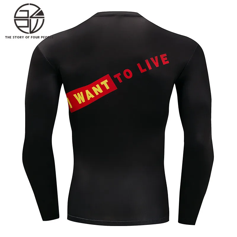 Gzpw high quality Round neck Men's Tight movement Fast drying clothes Black personality 3D digital printing Long Sleeve Top | Мужская