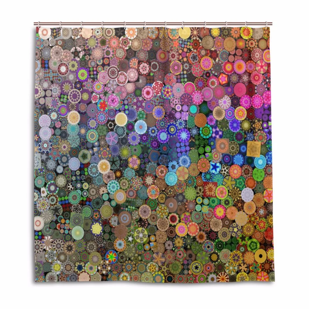 100% полиэстер водонепроницаемая ткань занавеска для душа мини Мандала узор