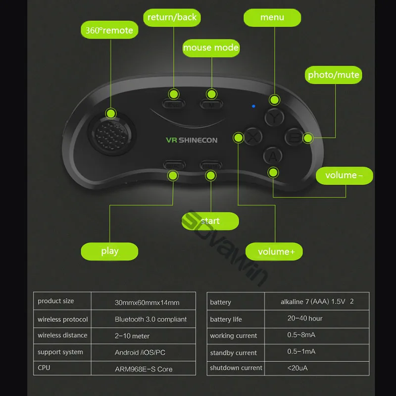 Shinecon Универсальный VR контроллер беспроводной Bluetooth пульт дистанционного