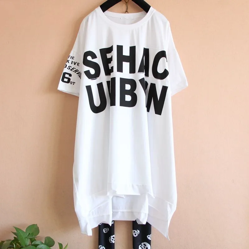 

85 86summer plus size clothing loose short-sleeve t-shirt Korean cotton big long design shirts for 150kg