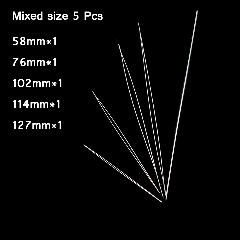 Mixed size 5 Pcs WLYeeS 5 шт. изогнутые иглы для бисероплетения, инструменты из нержавеющей стали, булавки для плетения бусин, шнур, легкое Изготовление ювелирных изделий - Цвет: Mixed size 5 Pcs
