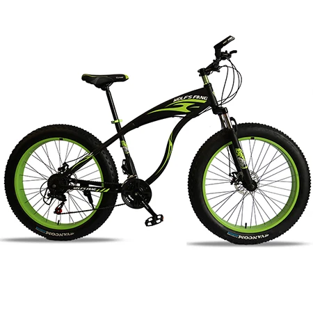 s-Black green Велосипед wolf's fang 21 скоростной горный велосипед 26 дюймов с толстыми шинами, шоссейный Снежный велосипед,, снежный велосипед - Цвет: s-Black green