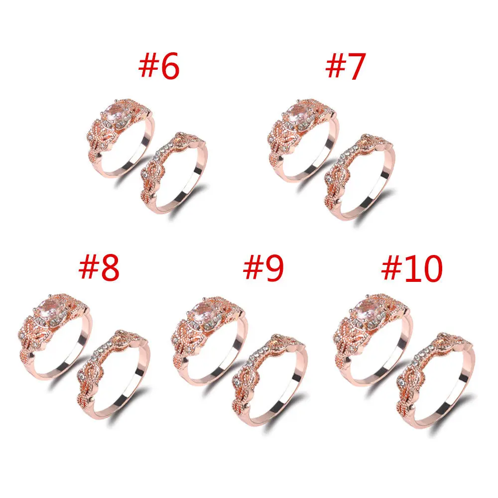 Women 1 Pair Ring/Set Rhinestone Rose Gold Filled White Wedding Engagement Size 6-10 | Украшения и аксессуары