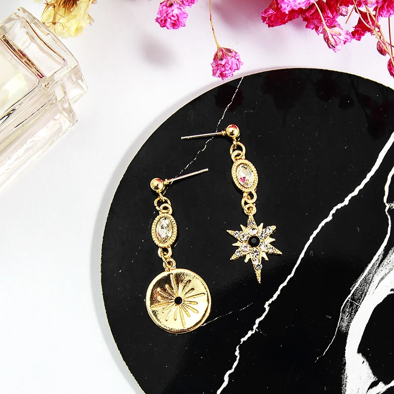 Асимметричные Подвески со звездами висячие серьги для девочек новые корейские