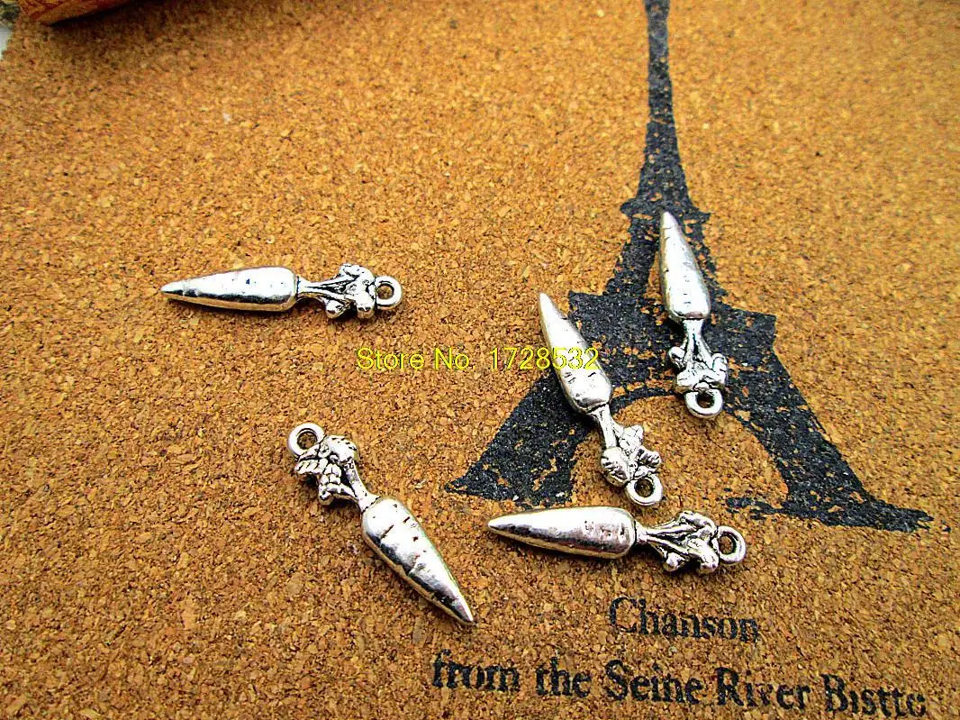 

60pcs carrot charm Antique Tibetan Silver carrot pendants charms 25x6mm