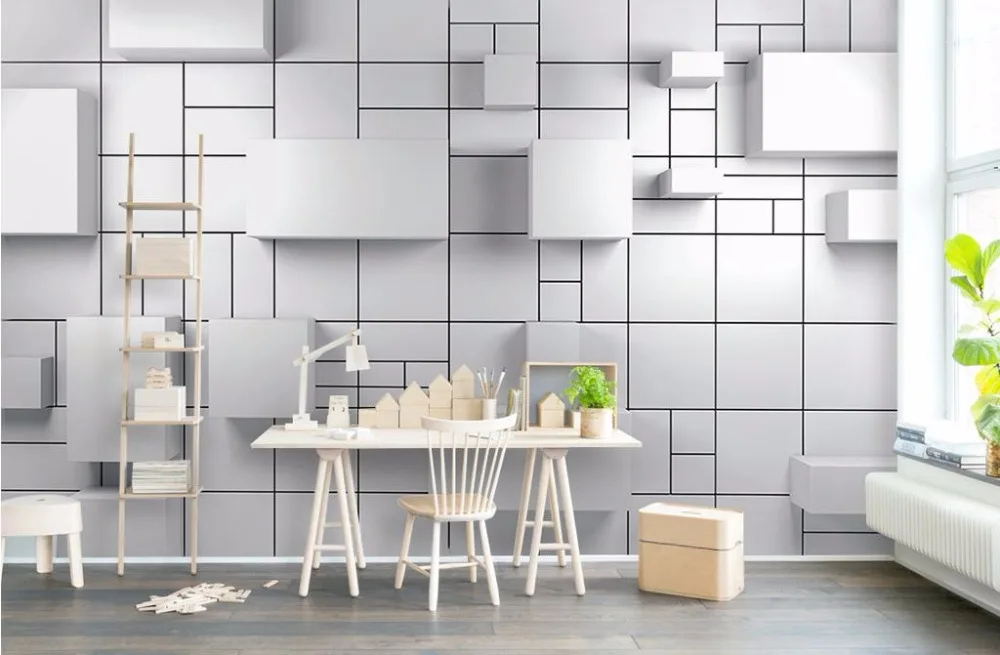 

3D Stereoscopic Wallpaper Walls Geometric brick wall Creative 3D Wall Mural non-woven TV Background Wallpaper