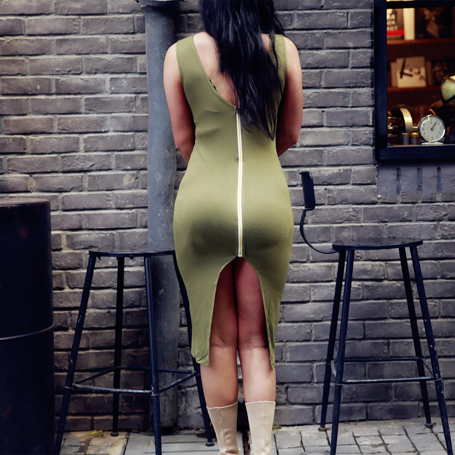 Клубное Бандажное женское платье с v-образным вырезом es Solid Vestidos | Женская одежда