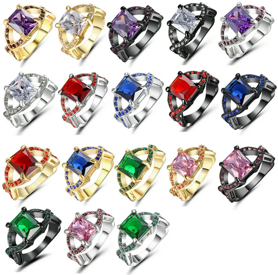 Серебряное черное Золотое кольцо лидер продаж для свадьбы роскошные ювелирные