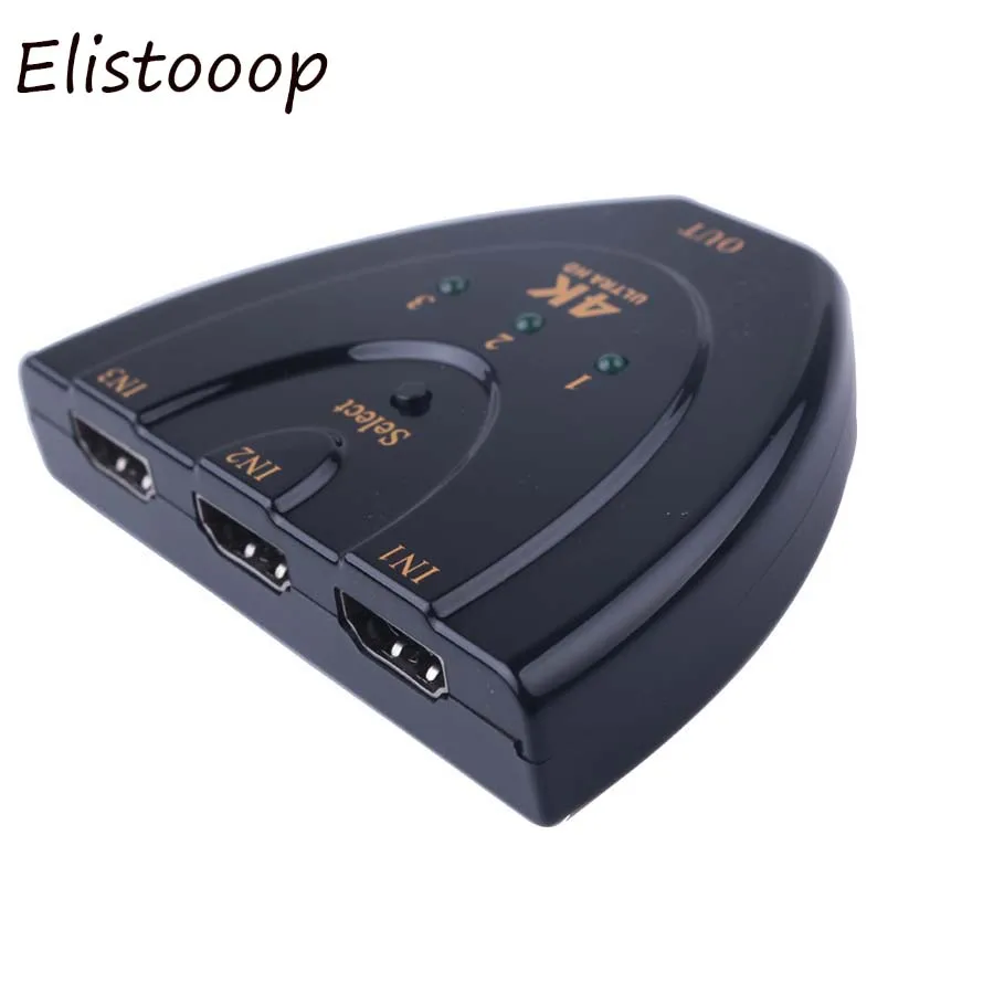 Elistooop 4K * 2K мини HDMI сплиттер 3 порта концентратор коробка Авто переключатель в 1