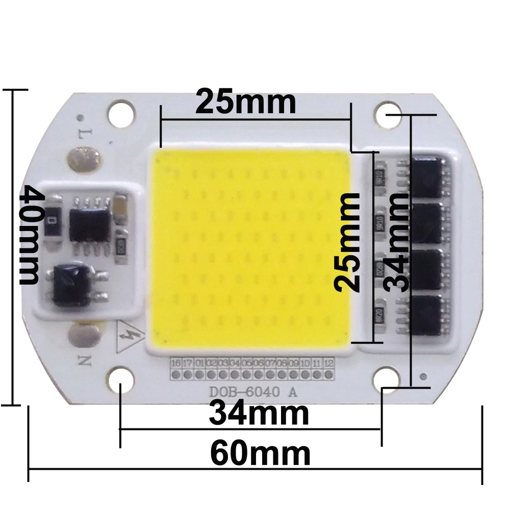 30 шт./лот Светодиодная лампа чип COB Вт 40 50 AC220V Холодный/теплый белый умный IC свет