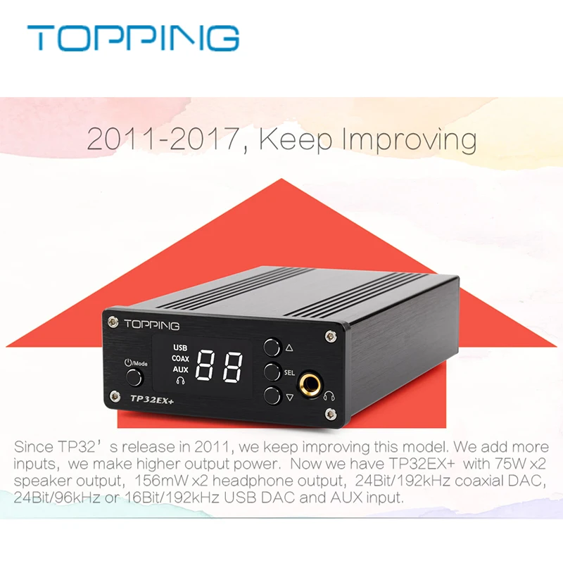 Топпинг TP32EX + HiFi multi function усилитель аудио предусилитель AMP DACwith 75 Вт * 2 24 бит/192 кГц 156