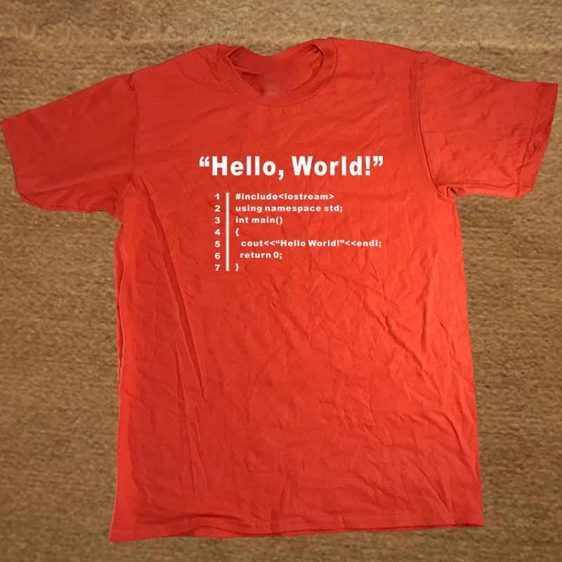 Веселая футболка унисекс с надписью «HELLO WORLD Geek Team Programmer», Мужская хлопковая футболка с коротким рукавом, футболки