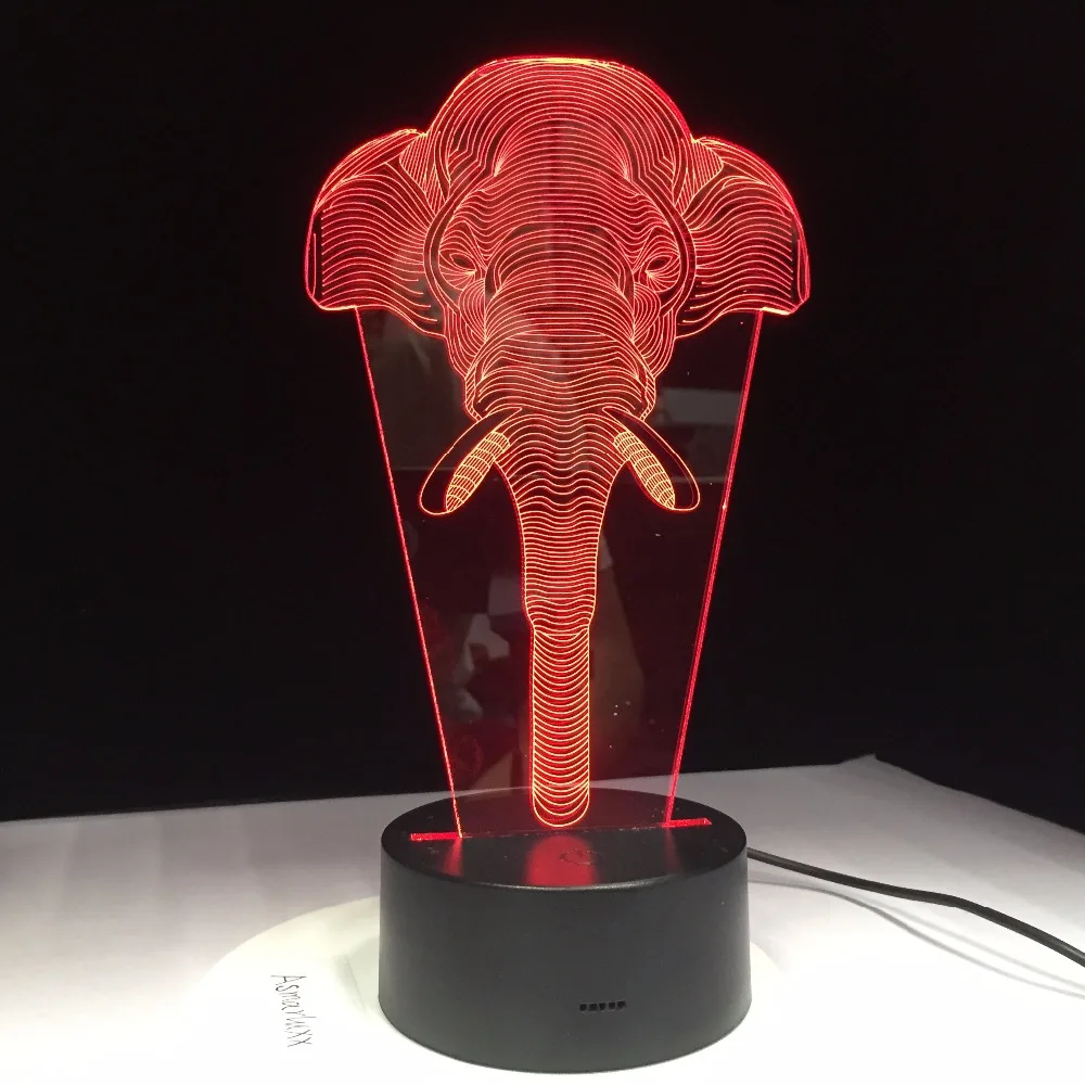 Удивительная 3D Иллюзия слон лампы светодиодный Ночные огни с 7 цветов как