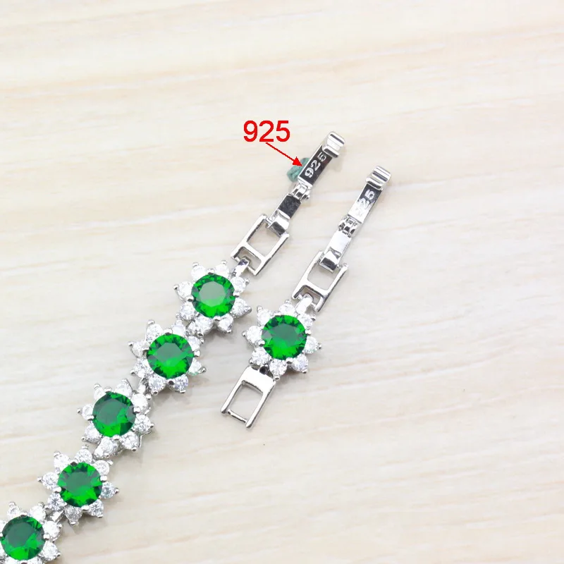 Simple Flower Costume Silver Color Natural Stone Green CZ Jewelry Adjustable Length Link Chain Bracelet 21CM | Украшения и