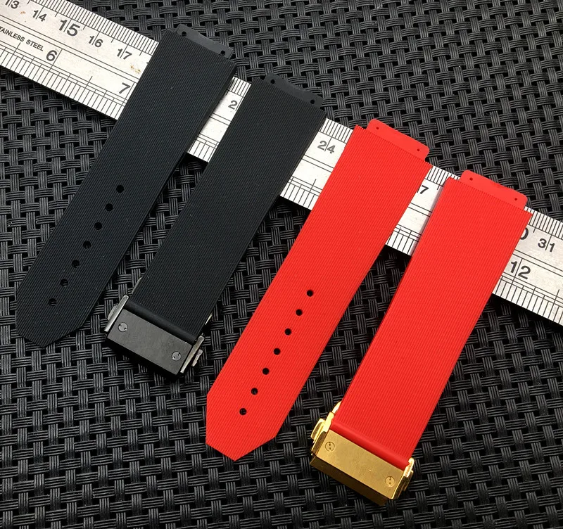 25*19 мм натуральный силиконовый резиновый ремешок для Hublot, ремешок для большого взрыва, мужской ремешок для часов, ремешок для часов, с логотипом, разворачивается, Мужская Т-образная застежка