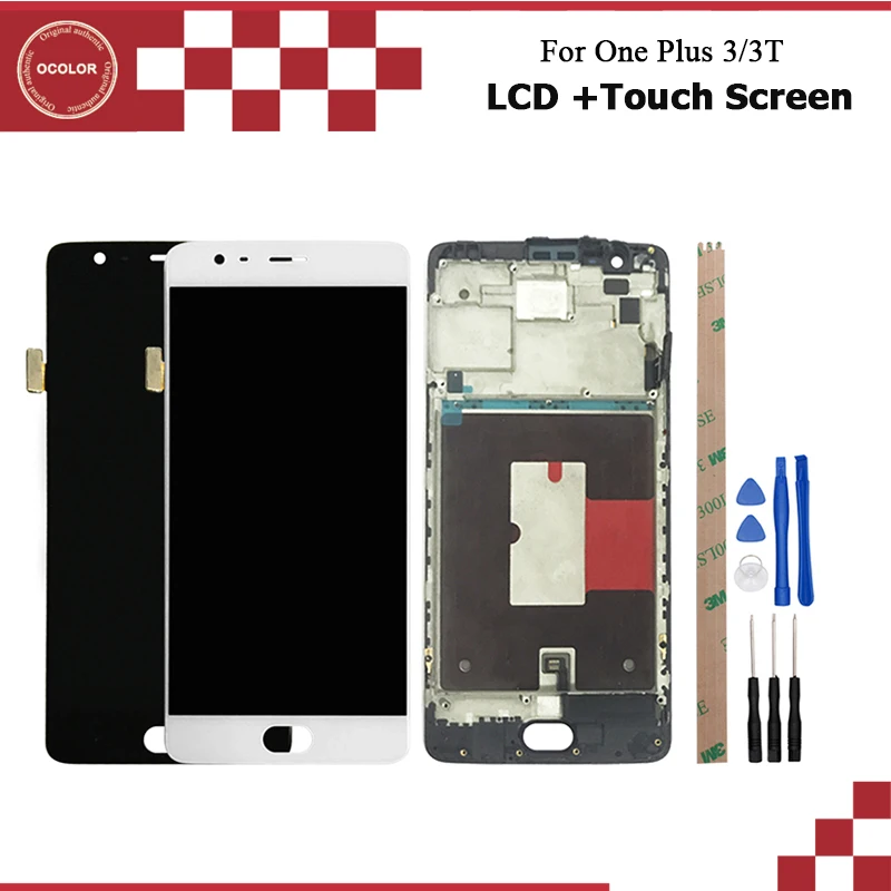 ЖК дисплей и сенсорный экран ocolor для One Plus Oneplus 3 3T с рамкой в сборе запасные части