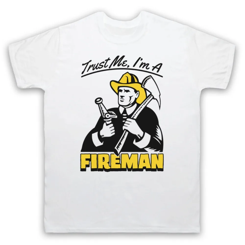 Летняя хлопковая футболка с коротким рукавом надпись TRUST ME A FIREMAN смешная для