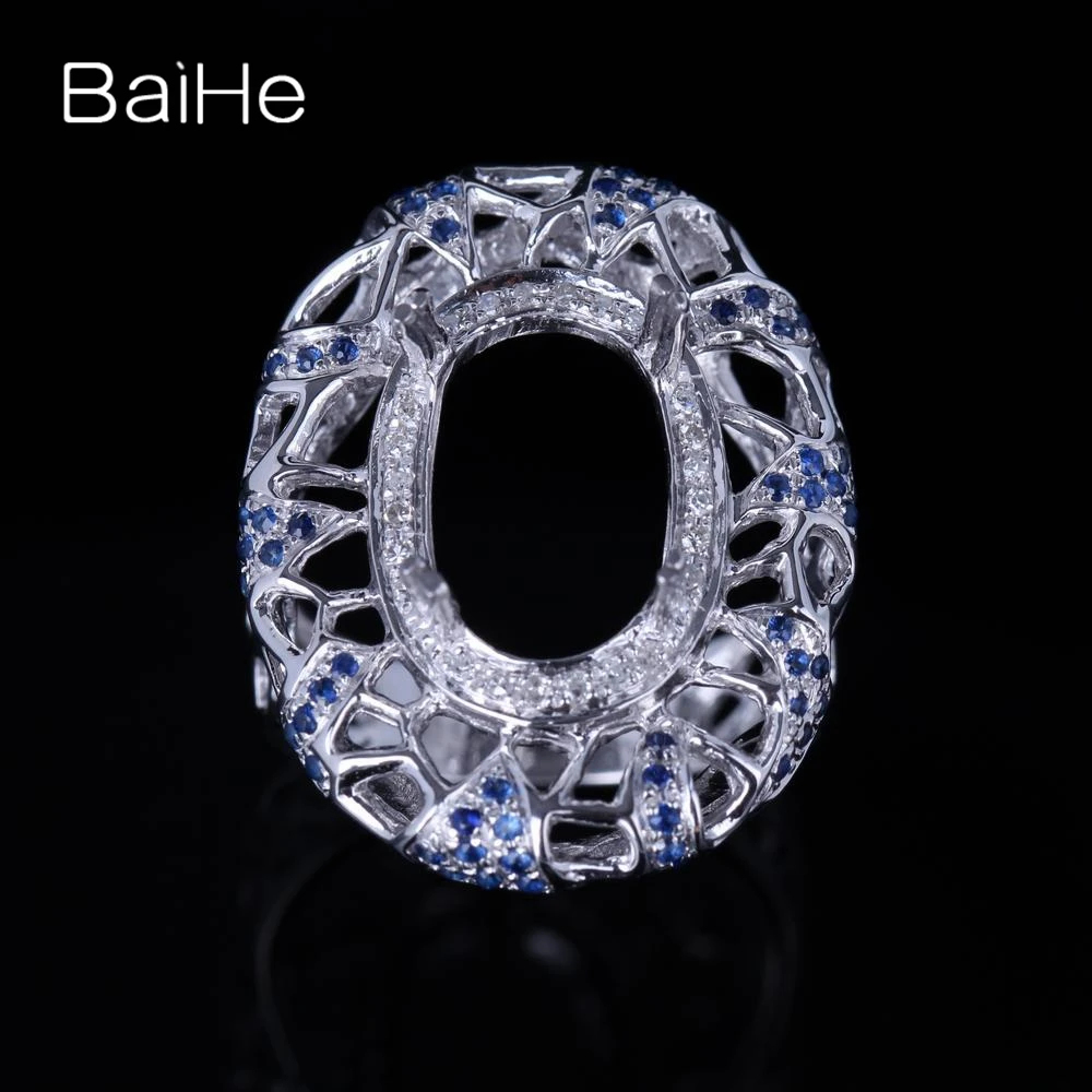 BAIHE Solid 14K White Gold Oval cut Anniversary Women Cute/Romantic Fine Jewelry Elegant unique Semi Mount Ring | Украшения и