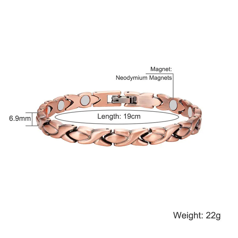 Эскалус Женщины Здоровье медное покрытие Магнитный био классический браслет