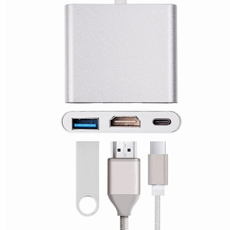 USB C концентратор 3 в 1 док станция устройство для чтения карт памяти HDMI адаптер RJ45