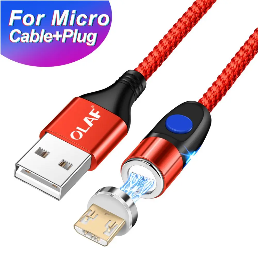 Red Micro usb Магнитный кабель 3A для быстрой зарядки iPhone samsung, usb-кабель Micro USB type-C, магнитный кабель для передачи данных и быстрой зарядки 3,0 - Цвет: Red Micro usb