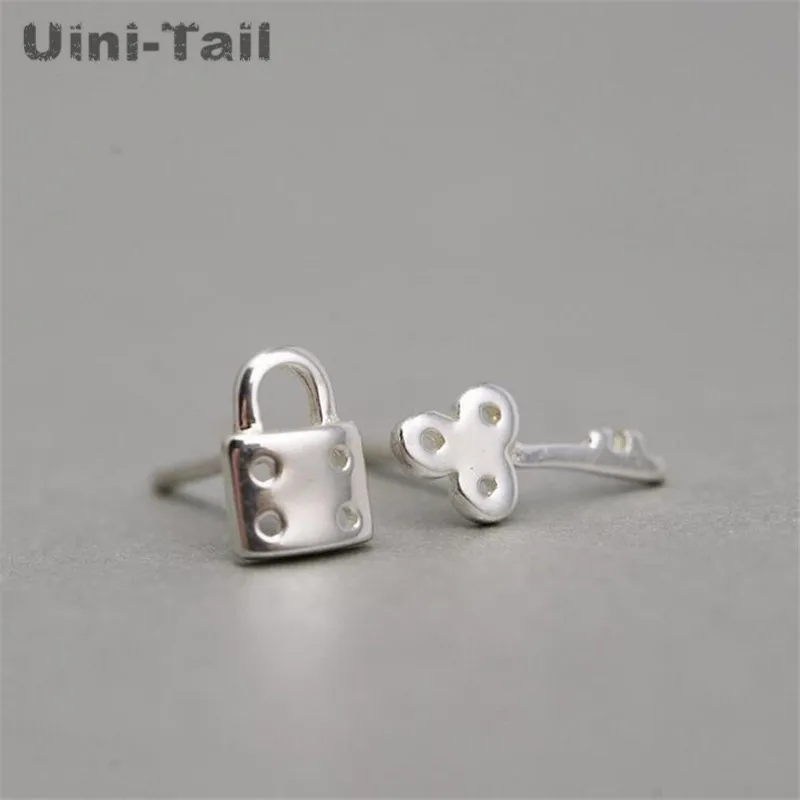 Асимметричные серьги Uini Tail креативный индивидуальный ключ и замок из