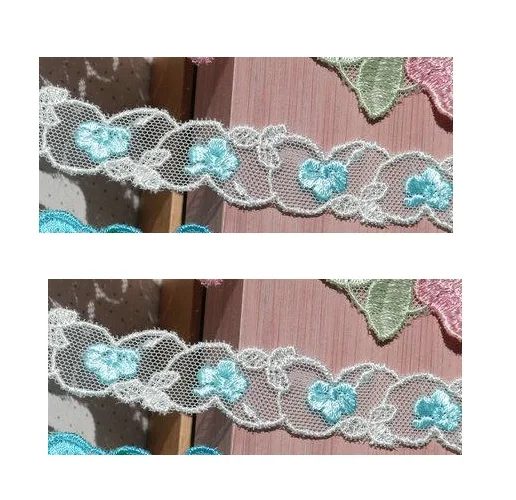 Оптовая продажа Лот Вышитые синего цвета с цветочным узором и кружевной отделкой