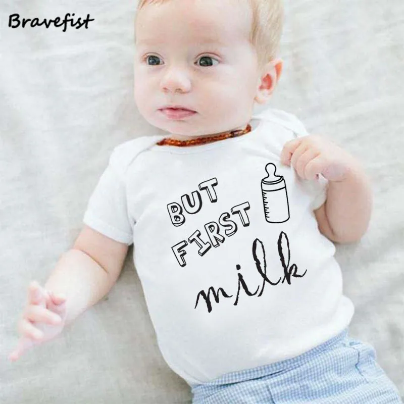 2018 белый Детские боди для новорожденных но во первых с надписью MILK (печати