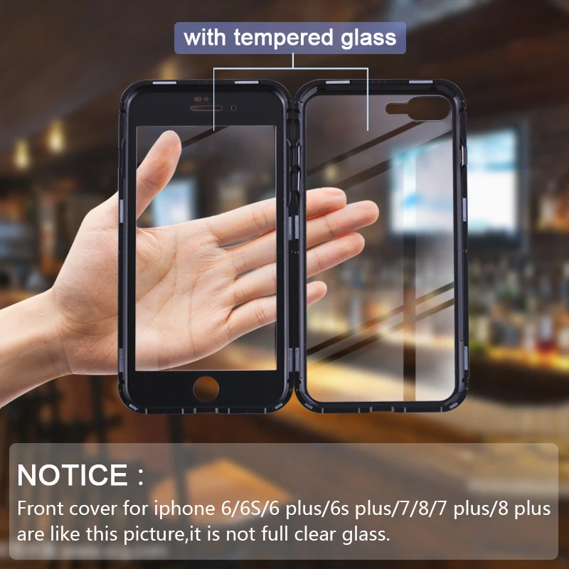 ProElite 360 магнитный адсорбционный металлический жесткий чехол для iPhone XS Max XR X 8 7 Plus Прозрачный бампер из закаленного стекла+ 2 шт полное покрытие