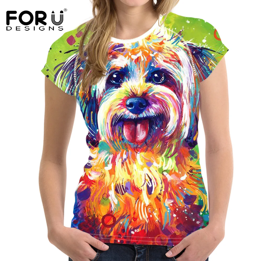 Футболка FORUDESIGNS для женщин футболка с принтом яркого йоркширского терьера крутая