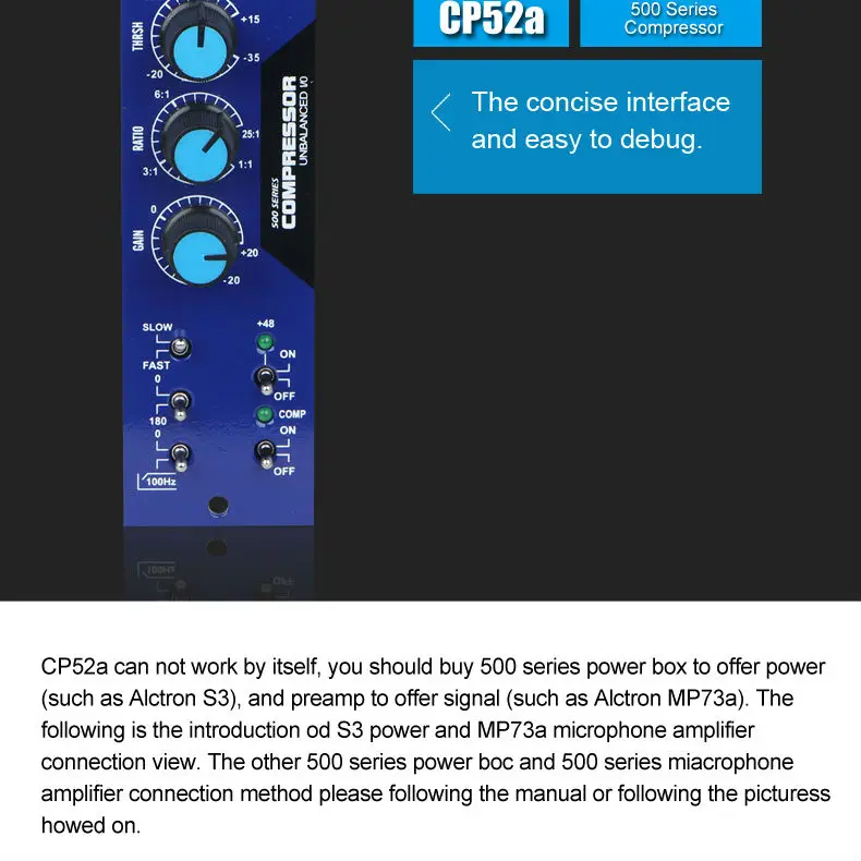 Alctron CP52a компрессор/ограничитель с режимами сжатия и комплексным измерением для записи профессиональный микрофонный предусилитель