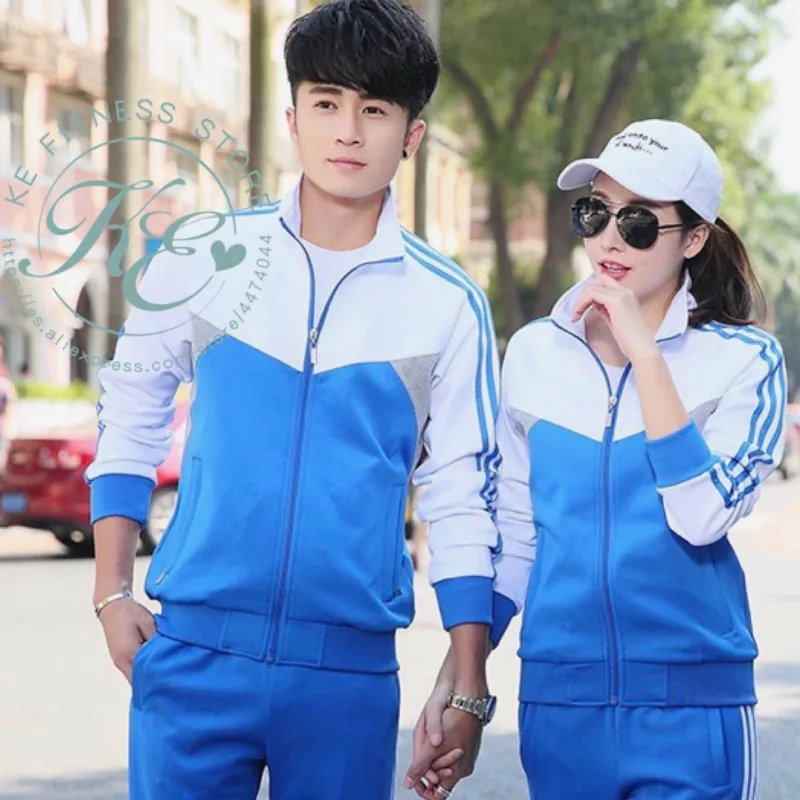 Azul y Blanco Спортивный комплект унисекс Chandal de hombre спортивный костюм для женщин chandal de mujer тренировочный костюм женский спортивный костюм fato de treino mulher - Цвет: Azul y Blanco
