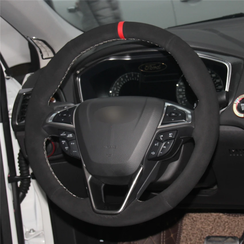 MEWANT черный замшевый чехол для руля автомобиля ручной работы Ford Mondeo 2014-2020 Edge Galaxy