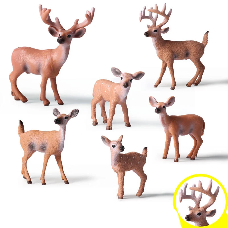 plastic toy deer Action Toy Figures Children's Simulation Wild Deer Animal Toys Model Set anime toys for girls boys kids home | Игрушки и