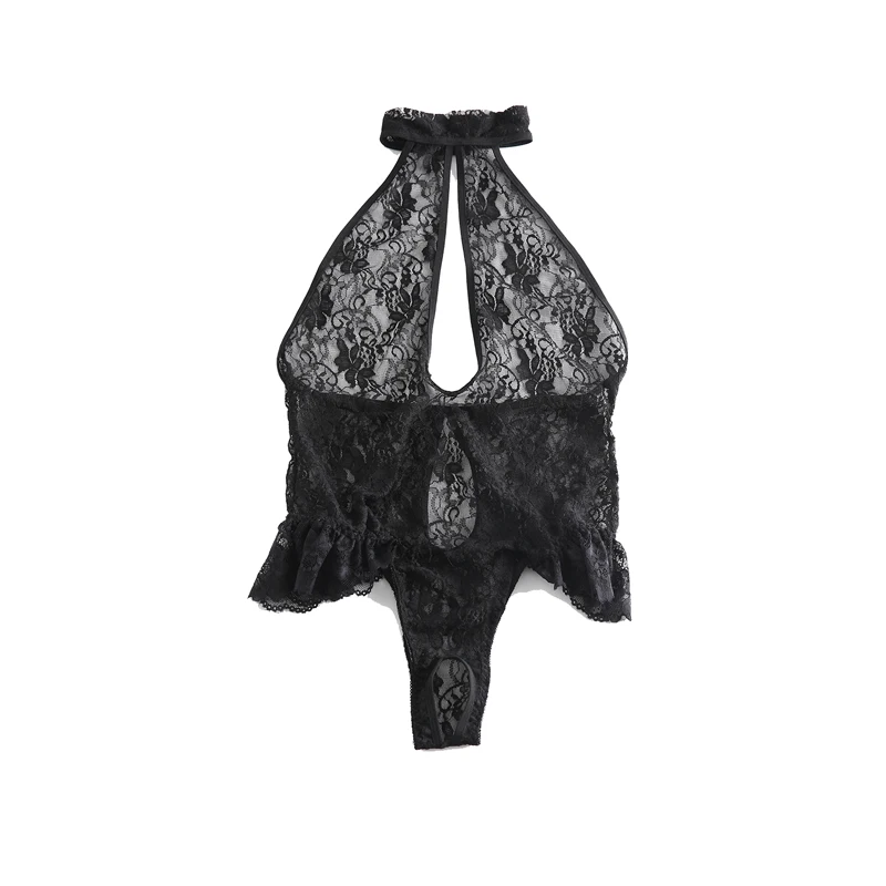 

2017 lace transparent full open wear jumpsuit dress lingerie sexy hot erotic open crotch