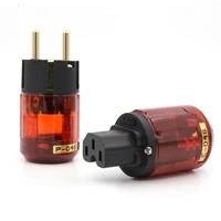 pair audio grade p 046e 24k gold plated eur power plug pure copper c 046 iec connector plug