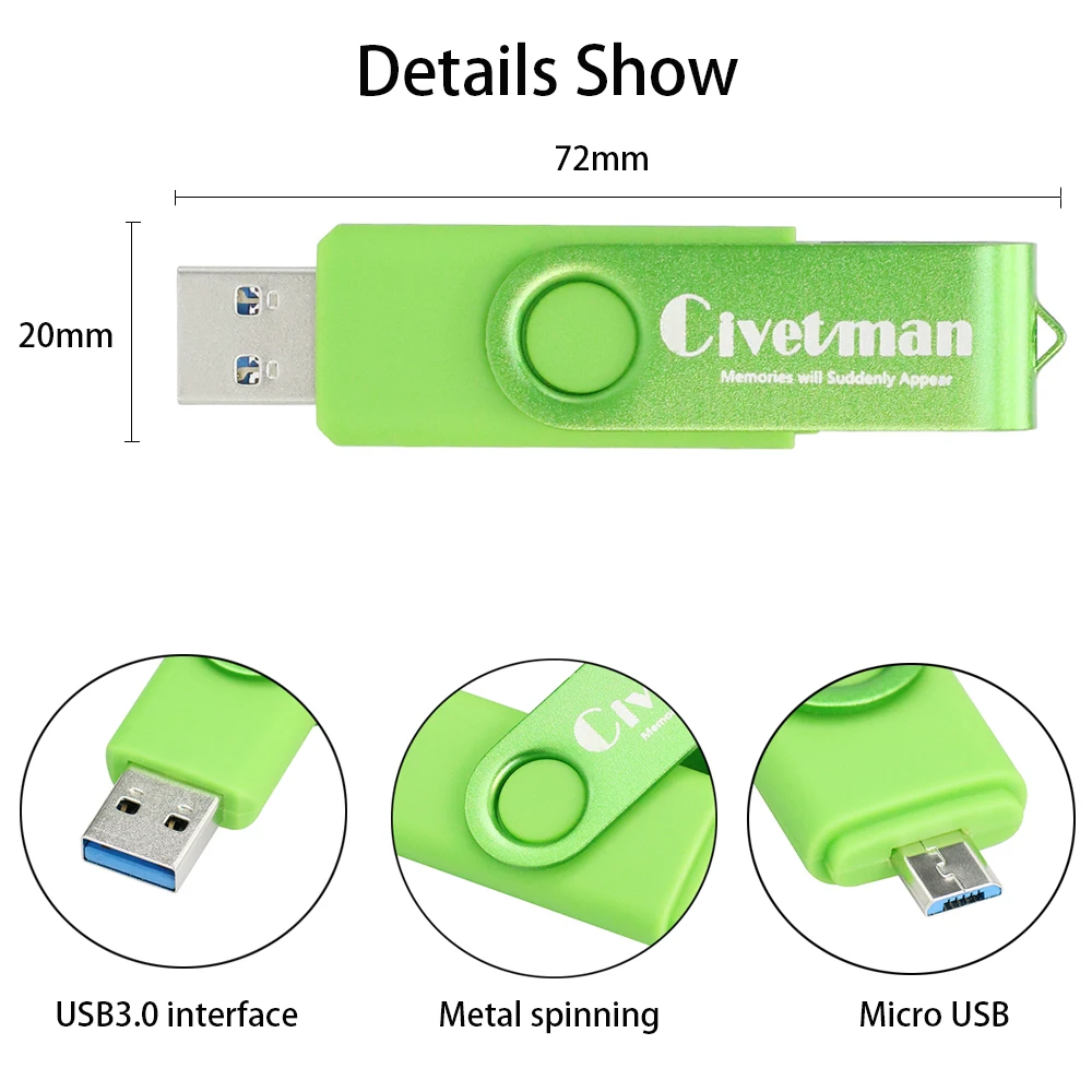 Новый OTG USB флэш накопитель для смартфона планшета ПК 8 ГБ 16 32 64 Гб 128